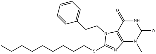 3-methyl-8-(nonylsulfanyl)-7-(2-phenylethyl)-3,7-dihydro-1H-purine-2,6-dione Struktur