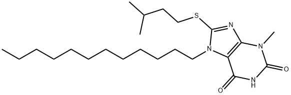 7-dodecyl-8-(isopentylsulfanyl)-3-methyl-3,7-dihydro-1H-purine-2,6-dione Struktur