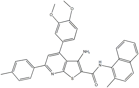 3-amino-4-(3,4-dimethoxyphenyl)-N-(2-methyl-1-naphthyl)-6-(4-methylphenyl)thieno[2,3-b]pyridine-2-carboxamide Struktur