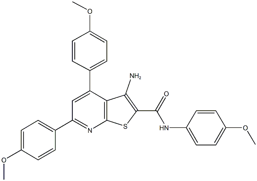 3-amino-N,4,6-tris(4-methoxyphenyl)thieno[2,3-b]pyridine-2-carboxamide Struktur