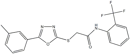 2-{[5-(3-methylphenyl)-1,3,4-oxadiazol-2-yl]sulfanyl}-N-[2-(trifluoromethyl)phenyl]acetamide Struktur