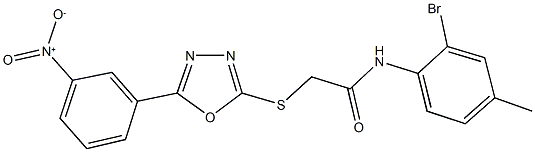 N-(2-bromo-4-methylphenyl)-2-[(5-{3-nitrophenyl}-1,3,4-oxadiazol-2-yl)sulfanyl]acetamide Struktur