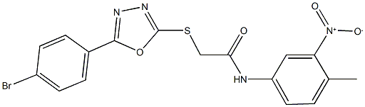 2-{[5-(4-bromophenyl)-1,3,4-oxadiazol-2-yl]sulfanyl}-N-{3-nitro-4-methylphenyl}acetamide Struktur