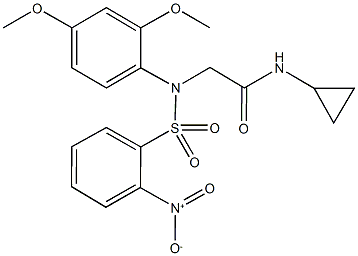 N-cyclopropyl-2-[({2-nitrophenyl}sulfonyl)-2,4-dimethoxyanilino]acetamide Struktur