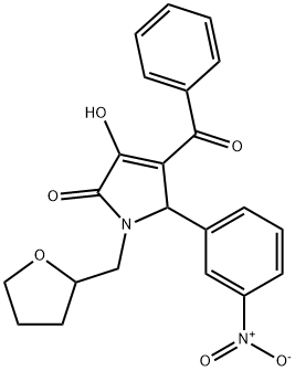 4-benzoyl-3-hydroxy-5-{3-nitrophenyl}-1-(tetrahydro-2-furanylmethyl)-1,5-dihydro-2H-pyrrol-2-one Struktur