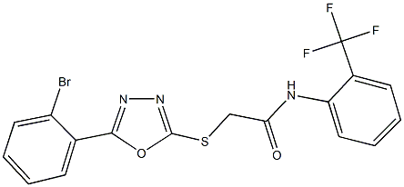 2-{[5-(2-bromophenyl)-1,3,4-oxadiazol-2-yl]sulfanyl}-N-[2-(trifluoromethyl)phenyl]acetamide Struktur