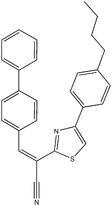 3-[1,1'-biphenyl]-4-yl-2-[4-(4-butylphenyl)-1,3-thiazol-2-yl]acrylonitrile Struktur