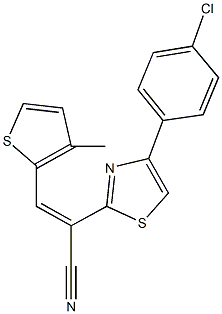 2-[4-(4-chlorophenyl)-1,3-thiazol-2-yl]-3-(3-methyl-2-thienyl)acrylonitrile Struktur