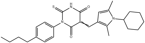 1-(4-butylphenyl)-5-[(1-cyclohexyl-2,5-dimethyl-1H-pyrrol-3-yl)methylene]-2-thioxodihydro-4,6(1H,5H)-pyrimidinedione Struktur