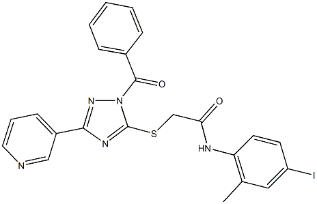 2-{[1-benzoyl-3-(3-pyridinyl)-1H-1,2,4-triazol-5-yl]sulfanyl}-N-(4-iodo-2-methylphenyl)acetamide Struktur