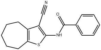 N-(3-cyano-5,6,7,8-tetrahydro-4H-cyclohepta[b]thiophen-2-yl)benzamide Struktur