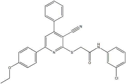 N-(3-chlorophenyl)-2-{[3-cyano-6-(4-ethoxyphenyl)-4-phenyl-2-pyridinyl]sulfanyl}acetamide Struktur