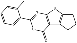 2-(2-methylphenyl)-6,7-dihydro-4H,5H-cyclopenta[4,5]thieno[2,3-d][1,3]oxazin-4-one Struktur