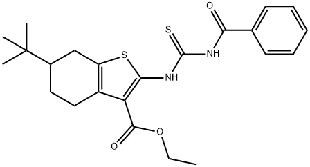 ethyl 2-{[(benzoylamino)carbothioyl]amino}-6-tert-butyl-4,5,6,7-tetrahydro-1-benzothiophene-3-carboxylate Struktur