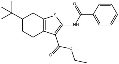 ethyl 6-(1,1-dimethylethyl)-2-[(phenylcarbonyl)amino]-4,5,6,7-tetrahydro-1-benzothiophene-3-carboxylate Struktur