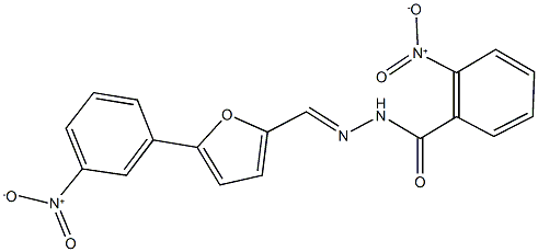 2-nitro-N'-[(5-{3-nitrophenyl}-2-furyl)methylene]benzohydrazide Struktur