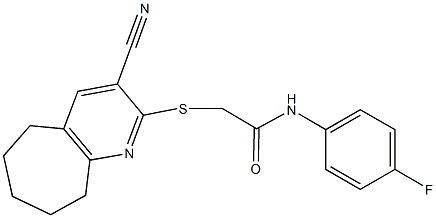 2-[(3-cyano-6,7,8,9-tetrahydro-5H-cyclohepta[b]pyridin-2-yl)sulfanyl]-N-(4-fluorophenyl)acetamide Struktur