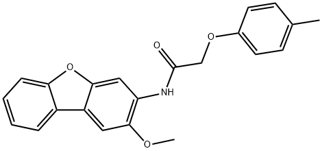 N-(2-methoxydibenzo[b,d]furan-3-yl)-2-(4-methylphenoxy)acetamide Struktur