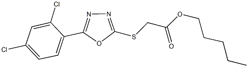 pentyl {[5-(2,4-dichlorophenyl)-1,3,4-oxadiazol-2-yl]sulfanyl}acetate Struktur