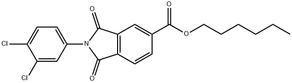 hexyl 2-(3,4-dichlorophenyl)-1,3-dioxo-5-isoindolinecarboxylate Struktur