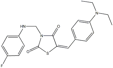 5-[4-(diethylamino)benzylidene]-3-[(4-fluoroanilino)methyl]-1,3-thiazolidine-2,4-dione Struktur