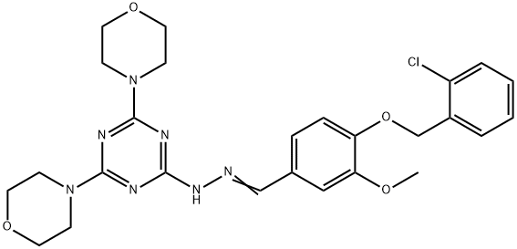 4-[(2-chlorobenzyl)oxy]-3-methoxybenzaldehyde [4,6-di(4-morpholinyl)-1,3,5-triazin-2-yl]hydrazone Struktur