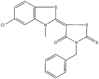 3-benzyl-5-(5-chloro-3-methyl-1,3-benzothiazol-2(3H)-ylidene)-2-thioxo-1,3-thiazolidin-4-one Struktur