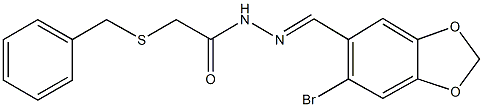 2-(benzylsulfanyl)-N'-[(6-bromo-1,3-benzodioxol-5-yl)methylene]acetohydrazide Struktur