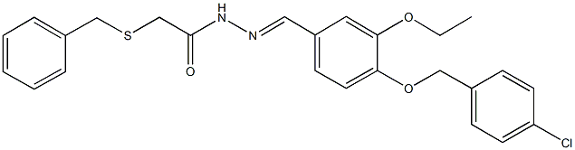 2-(benzylsulfanyl)-N'-{4-[(4-chlorobenzyl)oxy]-3-ethoxybenzylidene}acetohydrazide Struktur