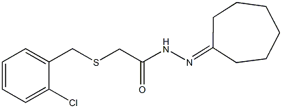 2-[(2-chlorobenzyl)sulfanyl]-N'-cycloheptylideneacetohydrazide Struktur