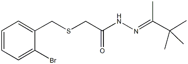 2-[(2-bromobenzyl)sulfanyl]-N'-(1,2,2-trimethylpropylidene)acetohydrazide Struktur