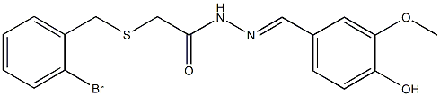 2-[(2-bromobenzyl)sulfanyl]-N'-(4-hydroxy-3-methoxybenzylidene)acetohydrazide Struktur