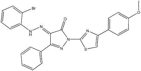 1-[4-(4-methoxyphenyl)-1,3-thiazol-2-yl]-3-phenyl-1H-pyrazole-4,5-dione 4-[(2-bromophenyl)hydrazone] Struktur