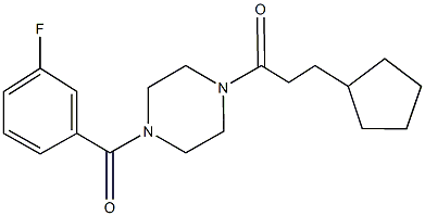 1-(3-cyclopentylpropanoyl)-4-(3-fluorobenzoyl)piperazine Struktur