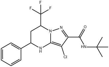 N-(tert-butyl)-3-chloro-5-phenyl-7-(trifluoromethyl)-4,5,6,7-tetrahydropyrazolo[1,5-a]pyrimidine-2-carboxamide Struktur