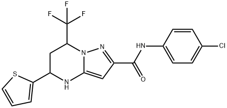 N-(4-chlorophenyl)-5-(2-thienyl)-7-(trifluoromethyl)-4,5,6,7-tetrahydropyrazolo[1,5-a]pyrimidine-2-carboxamide Struktur