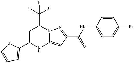 N-(4-bromophenyl)-5-(2-thienyl)-7-(trifluoromethyl)-4,5,6,7-tetrahydropyrazolo[1,5-a]pyrimidine-2-carboxamide Struktur