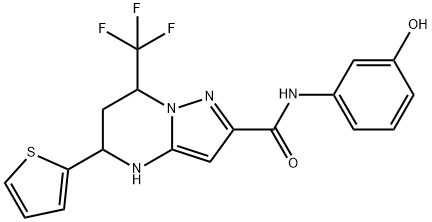 N-(3-hydroxyphenyl)-5-(2-thienyl)-7-(trifluoromethyl)-4,5,6,7-tetrahydropyrazolo[1,5-a]pyrimidine-2-carboxamide Struktur