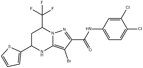 3-bromo-N-(3,4-dichlorophenyl)-5-(2-thienyl)-7-(trifluoromethyl)-4,5,6,7-tetrahydropyrazolo[1,5-a]pyrimidine-2-carboxamide Struktur