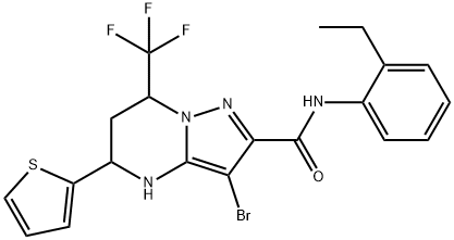 3-bromo-N-(2-ethylphenyl)-5-(2-thienyl)-7-(trifluoromethyl)-4,5,6,7-tetrahydropyrazolo[1,5-a]pyrimidine-2-carboxamide Struktur