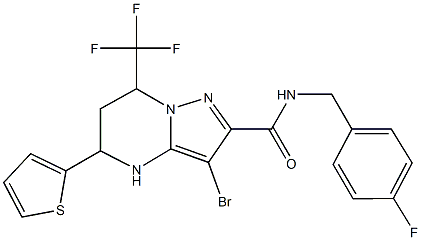 3-bromo-N-(4-fluorobenzyl)-5-(2-thienyl)-7-(trifluoromethyl)-4,5,6,7-tetrahydropyrazolo[1,5-a]pyrimidine-2-carboxamide Struktur