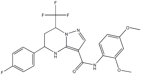 N-(2,4-dimethoxyphenyl)-5-(4-fluorophenyl)-7-(trifluoromethyl)-4,5,6,7-tetrahydropyrazolo[1,5-a]pyrimidine-3-carboxamide Struktur