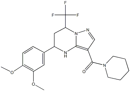 5-(3,4-dimethoxyphenyl)-3-(1-piperidinylcarbonyl)-7-(trifluoromethyl)-4,5,6,7-tetrahydropyrazolo[1,5-a]pyrimidine Struktur