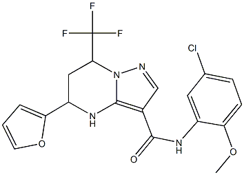 N-(5-chloro-2-methoxyphenyl)-5-(2-furyl)-7-(trifluoromethyl)-4,5,6,7-tetrahydropyrazolo[1,5-a]pyrimidine-3-carboxamide Struktur