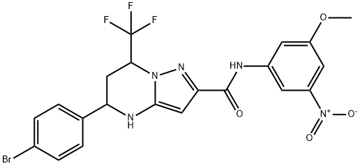 5-(4-bromophenyl)-N-{3-nitro-5-methoxyphenyl}-7-(trifluoromethyl)-4,5,6,7-tetrahydropyrazolo[1,5-a]pyrimidine-2-carboxamide Struktur