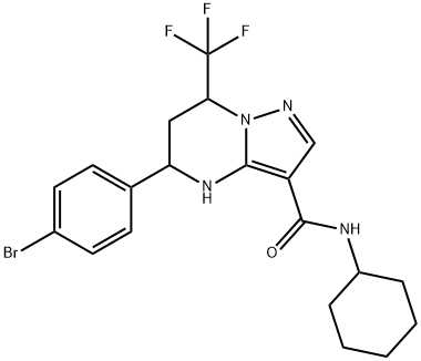 5-(4-bromophenyl)-N-cyclohexyl-7-(trifluoromethyl)-4,5,6,7-tetrahydropyrazolo[1,5-a]pyrimidine-3-carboxamide Struktur