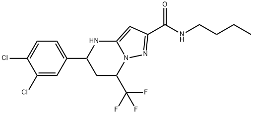 N-butyl-5-(3,4-dichlorophenyl)-7-(trifluoromethyl)-4,5,6,7-tetrahydropyrazolo[1,5-a]pyrimidine-2-carboxamide Struktur