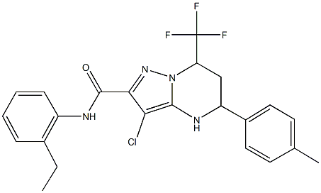 3-chloro-N-(2-ethylphenyl)-5-(4-methylphenyl)-7-(trifluoromethyl)-4,5,6,7-tetrahydropyrazolo[1,5-a]pyrimidine-2-carboxamide Struktur