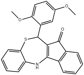 6-(2,5-dimethoxyphenyl)-6,12-dihydro-7H-indeno[2,1-c][1,5]benzothiazepin-7-one Struktur