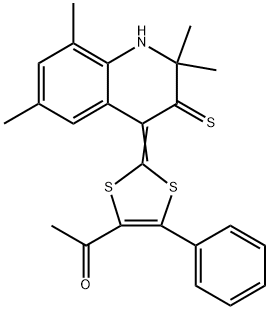 1-[5-phenyl-2-(2,2,6,8-tetramethyl-3-thioxo-2,3-dihydro-4(1H)-quinolinylidene)-1,3-dithiol-4-yl]ethanone Struktur